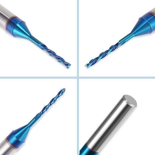 HQMaster Spiral Router Bit Downcut 1/4 Inch Shank Solid Carbide CNC Router Bit with Nano Blue Coating CNC Bits End Mill for Woodwork Mortise Slot Trim