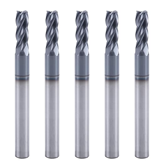 ISB 7/32'' End Mill Set, 4 Flute Carbide Square Nose End Mill Bits for Alloy Steels/Hardened Steels, Suitable for DIYers and Professionals, 5 Pcs