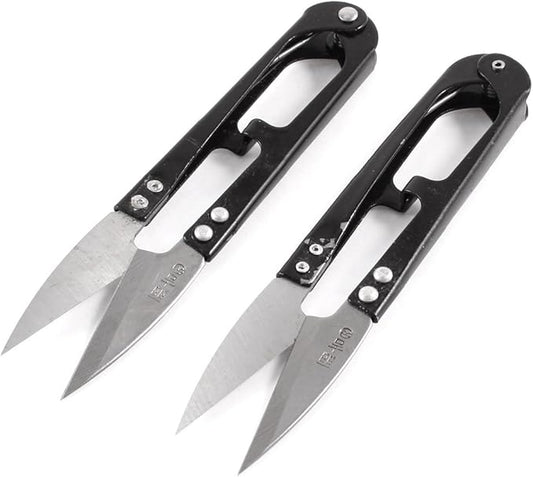 uxcell Black Metal Grip Thread Clip Tailor Yarn Spring Scissors Stitch Cutter (2 Piece)