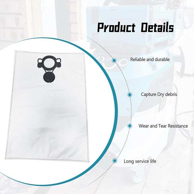 W107418353 Filter Bag & Main Flat Filter W107418351 Compatible with Makita VC4210 VC4210L VC4210M Wet/Dry Dust Extractor Vacuum Dust Collector Bags