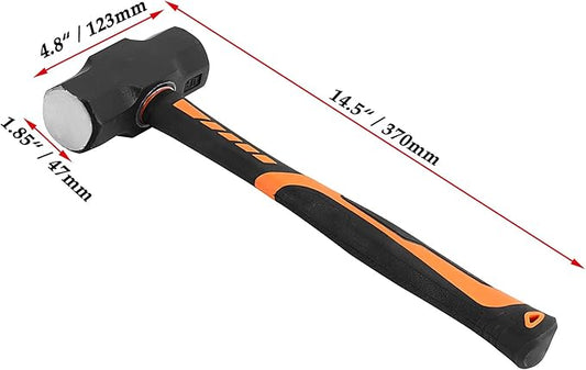 JOIKIT 2 PCS 4lb Sledge Hammer, 14.5 Inch Drilling Crack Hammer with Forged Steel Head and Non-Slip Handle, Solid Construction for Demolition Work