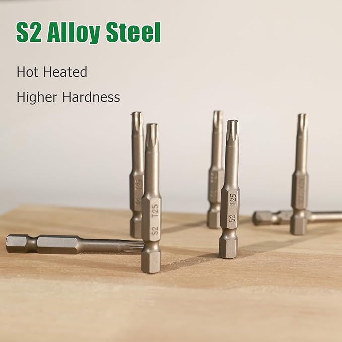 T25 Impact Screwdriver Bit Set, 10 Pieces 2?쒾2 Steel Magnetic #25 Torx Tips Power Driver Bit Set with Organizer Case