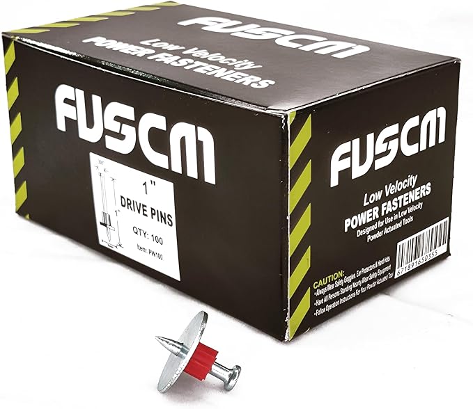 1" Powder Actuated Fasteners, Drive Pins with 1" Wahser, PW100, 100pcs/pack, 4 Pack