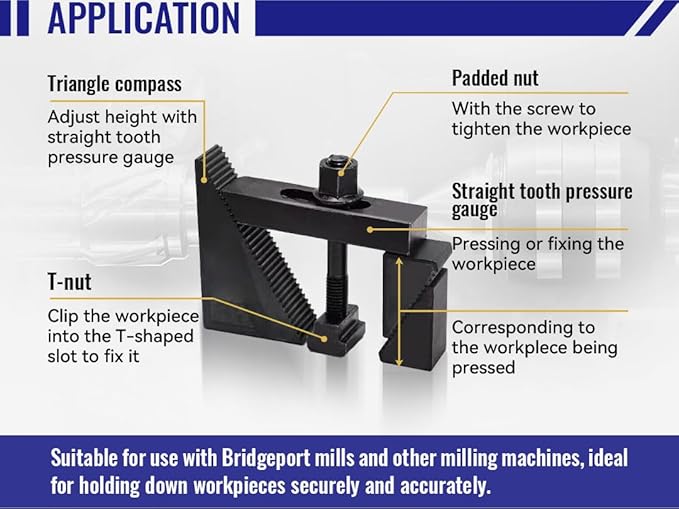 HFS(R) 5/8"Slot 1/2" Stud Hold Down Clamp Clamping Set Kit Bridgeport Mill for Bridgeport mills and other milling machines 58 Pc