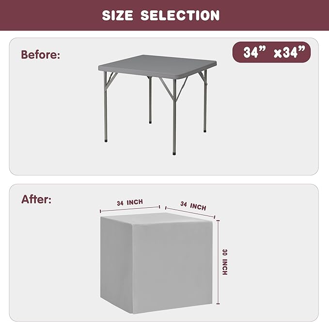 HolidayIdeas 2 Pack Square Fitted Table Covers - 34 x 34 Inch - White Fabric Washable Tablecloth Protectors for Folding Table, Parties, Wedding, Trade Show, Dining