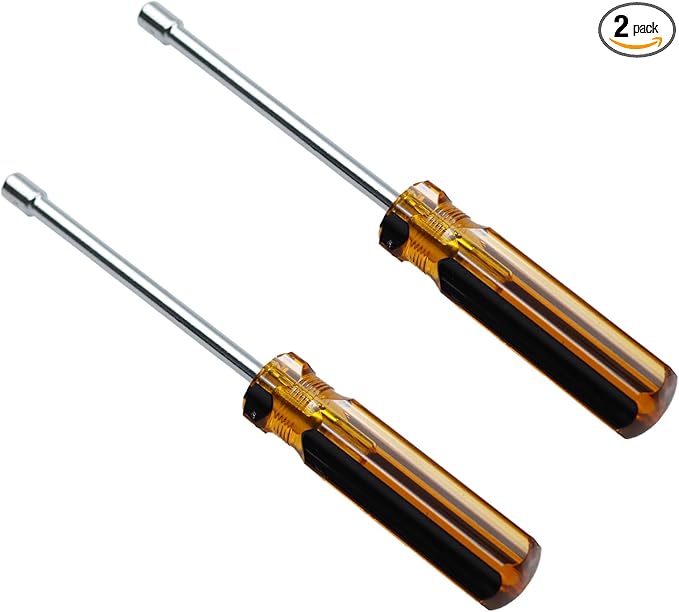 2Pcs 5.5mm Socket Wrench Screwdriver, Hex Socket Wrench High-Carbon Steel Hexagon Nut Driver Non-Magnetic Tip Hex Nut Screwdriver Hand Tool for Repairs(Plastic Handle)