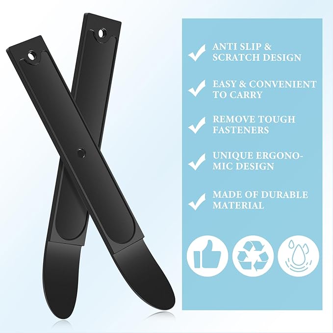 Therwen 3 Pcs 4140 Steel Trim Removal Tool Metal Pry Tool Automotive Pocket Pry Bar for Auto Planes to Remove Trim Interior and Exterior Parts (Black)