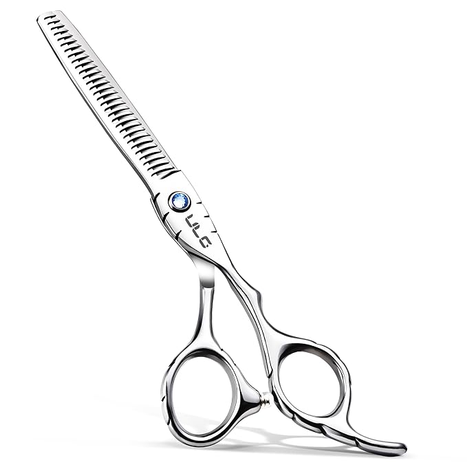 ULG Hair Thinning Scissors 6.7??Shark Series 100% Japanese Stainless Steel, Offset Handle, 30 Deer-Tooth Thinner 35% Hair Removal, Professional Barber Layering Shears for Salon & Home Hair Styling