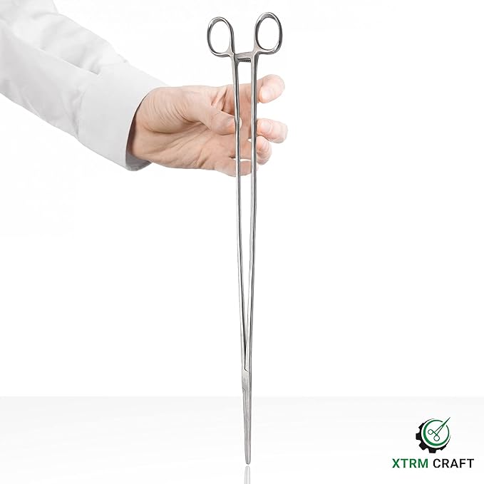 Pean Hemostat Straight and Curved Multipurpose Locking Tweezer Clamps Serrated, Stainless Steel - Hemostats for Nurses, Fishing Forceps, Crafts and Hobby