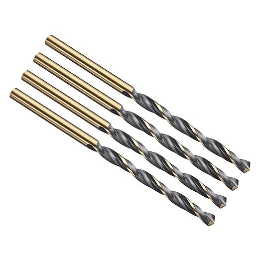 PATIKIL 3.5mm Drill Bit, Jobber Straight Shank 4341 High-Speed Steel 118째 Black and Gold Finish for Medium-Hard Metal Steel Acrylic - 4 Pack