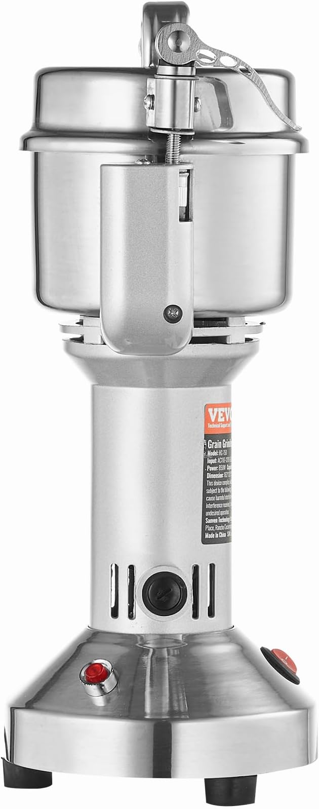 VEVOR 150g Electric Grain Mill Grinder, High Speed 850W Commercial Spice Grinders, Stainless Steel Pulverizer Powder Machine, for Dry Grains Spices Cereals Coffee Corn Pepper, Straight Type
