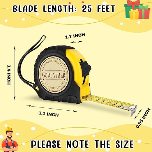 Fathers Day Christmas Birthday Gift for Godfather Engraved Tape Measure 25 FT Tool Woodworker Carpenter Gifts for Handicraft Enthusiasts Godfathers