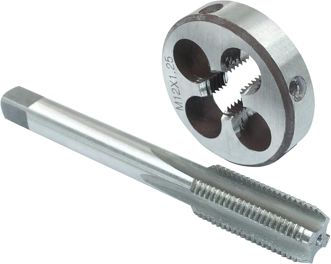 HARSKIYER M12 x 1.25 Metric Tap and Die Set, HSS Machine Thread Tap Die Set, M12 x 1.25mm Right Hand Thread Tapping Tool
