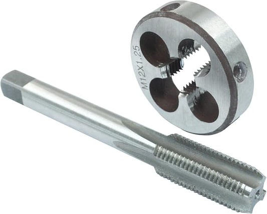HARSKIYER M12 x 1.25 Metric Tap and Die Set, HSS Machine Thread Tap Die Set, M12 x 1.25mm Right Hand Thread Tapping Tool