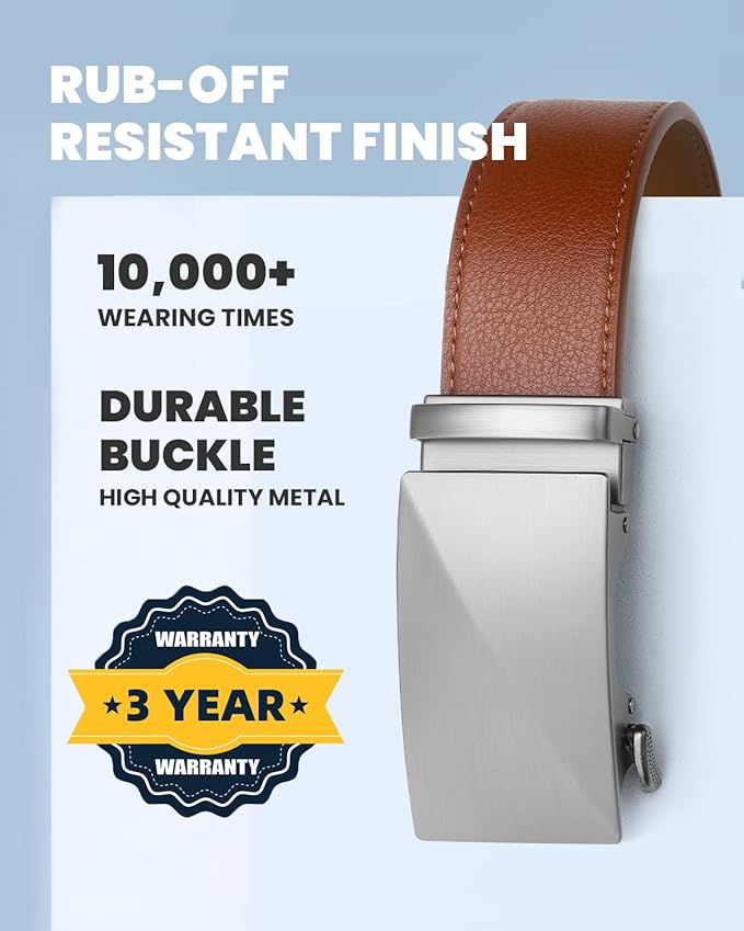 Zitahli Belt Men, Ratchet Belt Dress with 1 3/8" Premium Leather,Slide Belt with Easier Adjustable Automatic Buckle