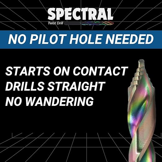 Spectral 7/32" Step Point HSS Drill Bit, Stepped Point 135째 Split Point Tip, M2 Steel, 3-Flat Shank, Multi-Color Finish, 6-Pack