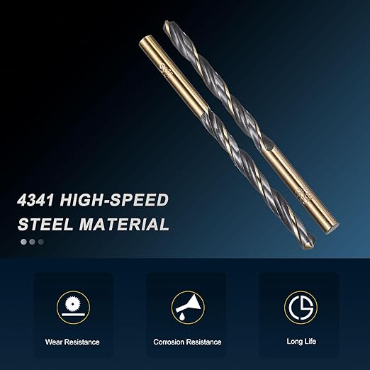 PATIKIL 5.2mm Drill Bit, Jobber Straight Shank 4341 High-Speed Steel 118째 Black and Gold Finish for Medium-Hard Metal Steel Acrylic - 10 Pack