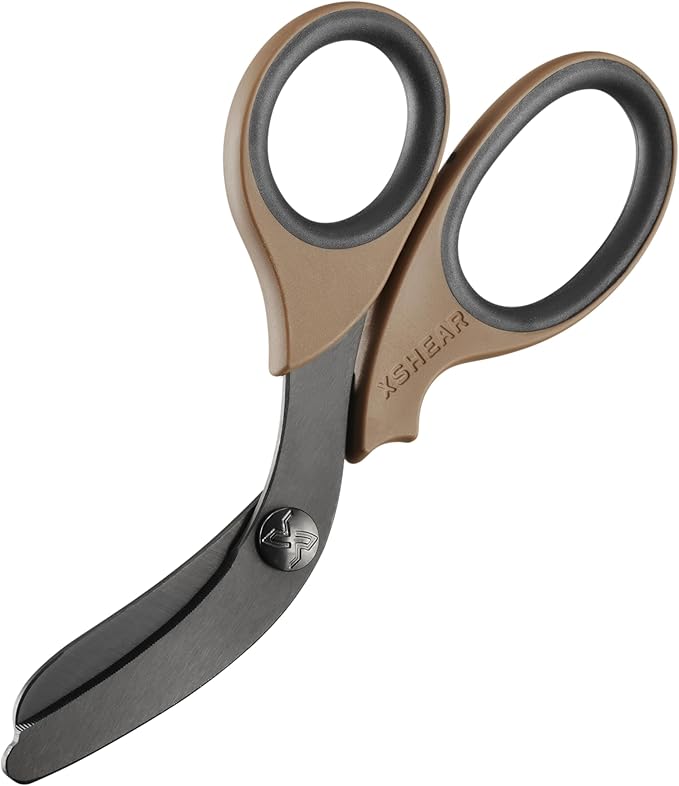 XShear 7.5??Extreme Duty Trauma Shears - Black Titanium Coated Blades, The perfect scissors for the Paramedic, EMT, Nurse or any Emergency Healthcare Provider (Coyote Brown)