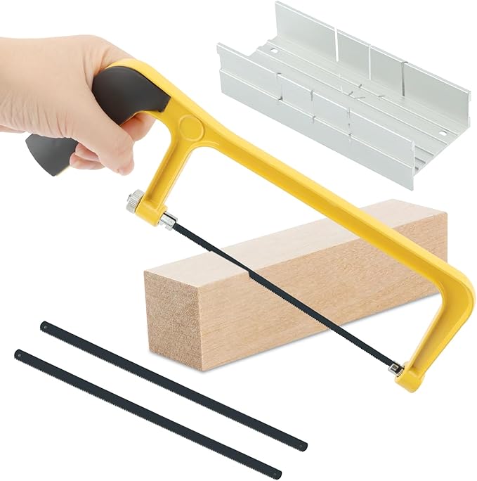 6inch Mini Hacksaw and Miter Block Set,Adjustable Miter Box and Saw Set,Metal Mitre Block Set,Professional Cutting,Hacksaw,Coping Saw for Woodworking,Hacksaw for Metal Cutting(0.24x3.74x5.91inch)