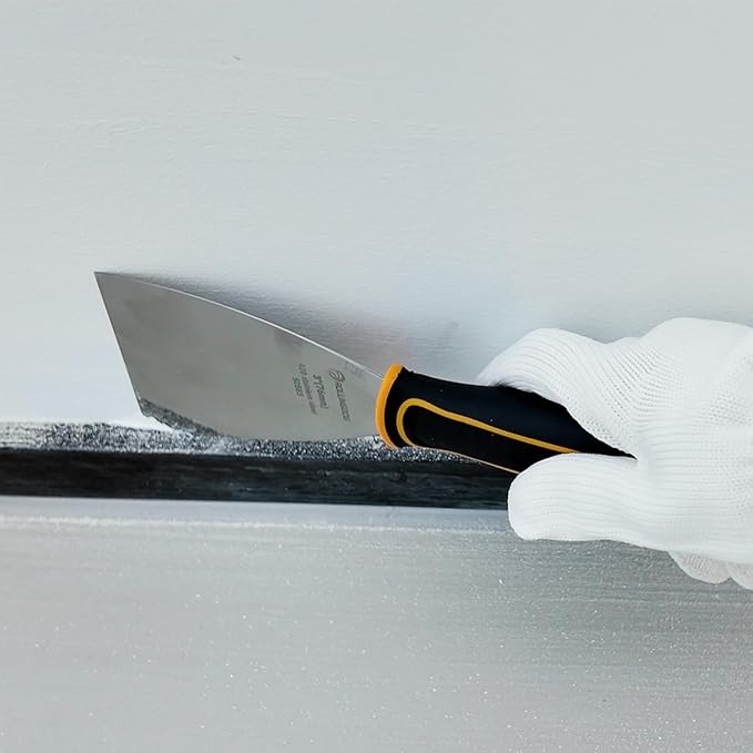 ROLLINGDOG 3" Angled Putty Knife - 5 Degree Angle Paint Scraper with Metal Hammer Cap, Rubber Griped Handle, 3 Inch Flex Putty Knife for Scraping Into Corners