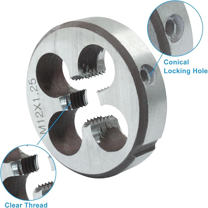 HARSKIYER M12 x 1.25 Metric Tap and Die Set, HSS Machine Thread Tap Die Set, M12 x 1.25mm Right Hand Thread Tapping Tool