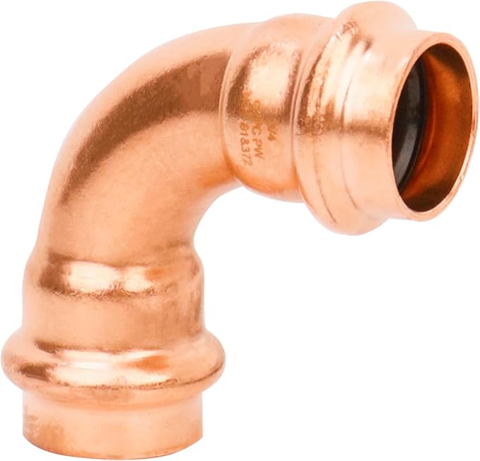 WHK 10 Pack 3/4" Propress x 3/4" Pro press Copper 90 Degree Elbow Crimp Press Fittings Adapter Coupling Propress 0.75??inch Cooper to Cooper Pipe Connection (Lead-Free)