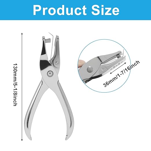 1/4 Inch Small Hole Punch, Metal Handheld Mini Single Hole Punch - Circle Shape, 8 Sheet Capacity for Tags, Clothing, Tickets, Cards & Crafts, Silver
