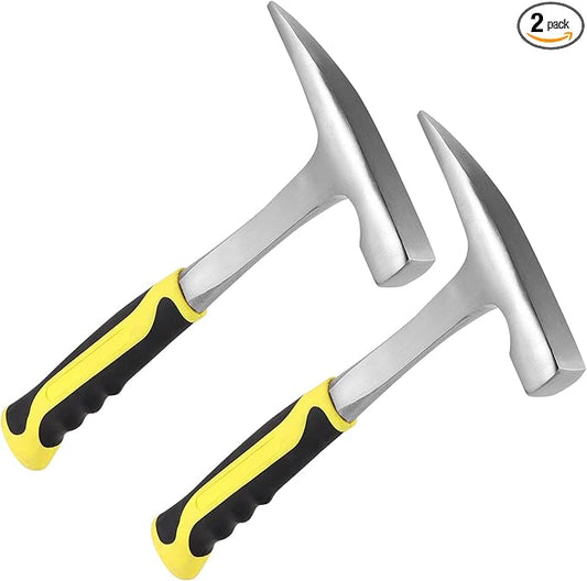 MANCHAP 2 PCS 32oz Rock Pick Hammer, 2LB Masonry Hammer with Pointed Tip for Geological, Camping