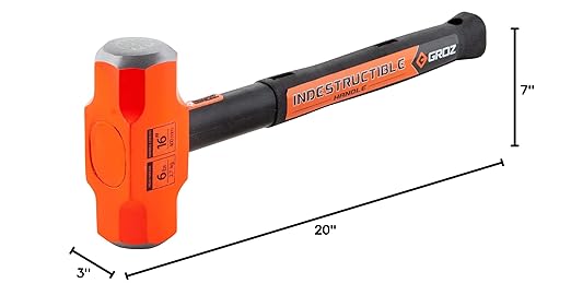Groz 34521 16" Indestructible Sledge Hammer, 6 lb