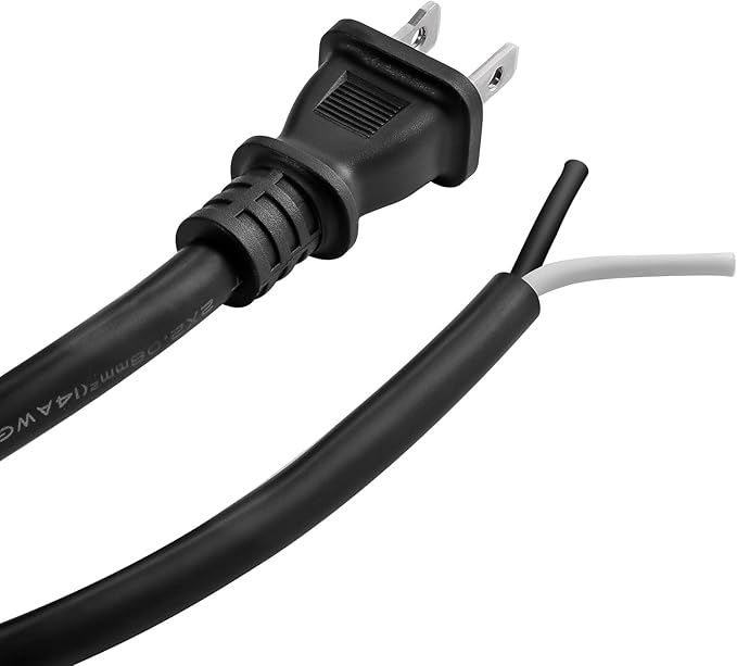Power Tool Replacement Cord, 2 Prong Polarized 14 Gauge Replacement Power Cord with Open End, Heavy Duty 125V Supply Cable for AC Appliance, NEMA 1-15 Plug UL SJT 14AWG (10FT)