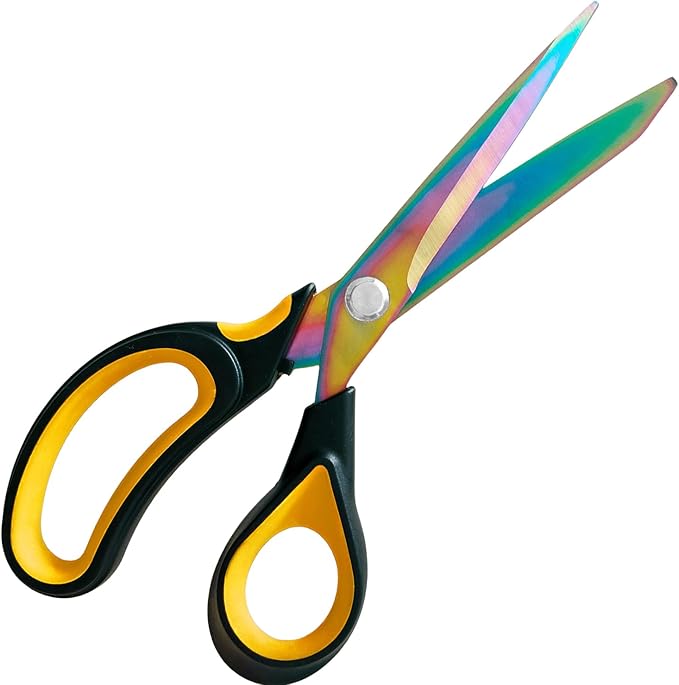 Scissors All Purpose, 9.5 Inch Premium Stainless Steel Scissors Heavy Duty Titanium Coating Sewing Fabric Scissor Cutting Fabric Leather, Hand Cutting Tools for Office, Home, School, Sewing and Crafts