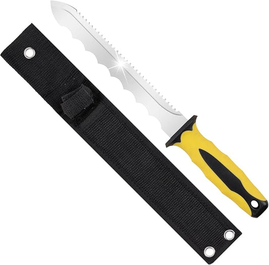Stainless Steel Insulated knife: 7.87-inch sharp blade, Double Side Utility Sod Cutter Lawn Repair Garden Knife with Nylon Sheath (4)
