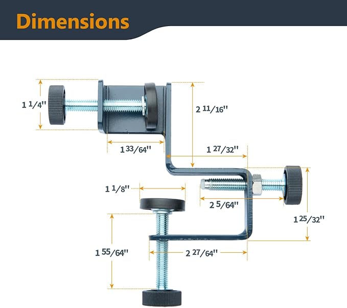 POWERTEC Drawer Front Installation Clamps, Adjustable Cabinet Face Clamp Set, Quick Mounting & Alignment Tool for Woodworking, 4 Pack - 71181-P2