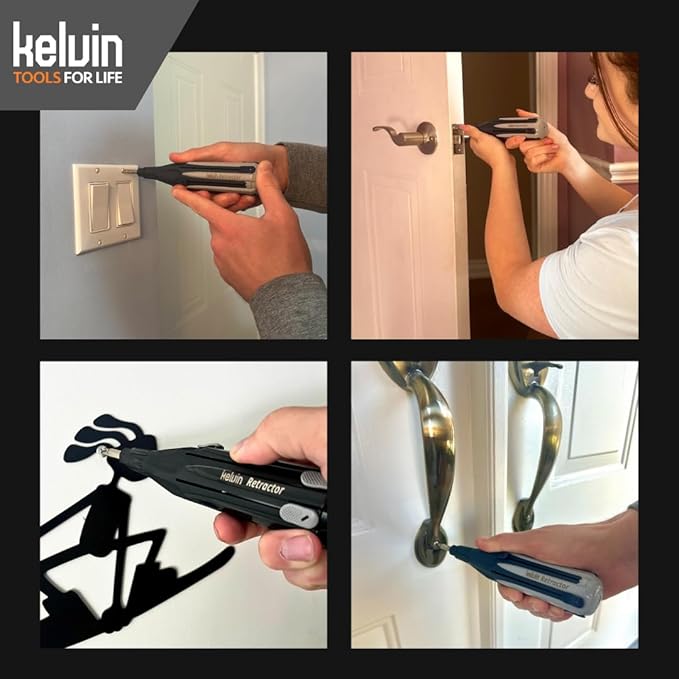 Kelvin Tools Retractor - Retractable All-In-One Screwdriver Quick Change Phillips Head and Flat Head, Upgraded Retract-A-Bit Screwdriver, Durable & Lightweight - MADE in NORTH AMERICA