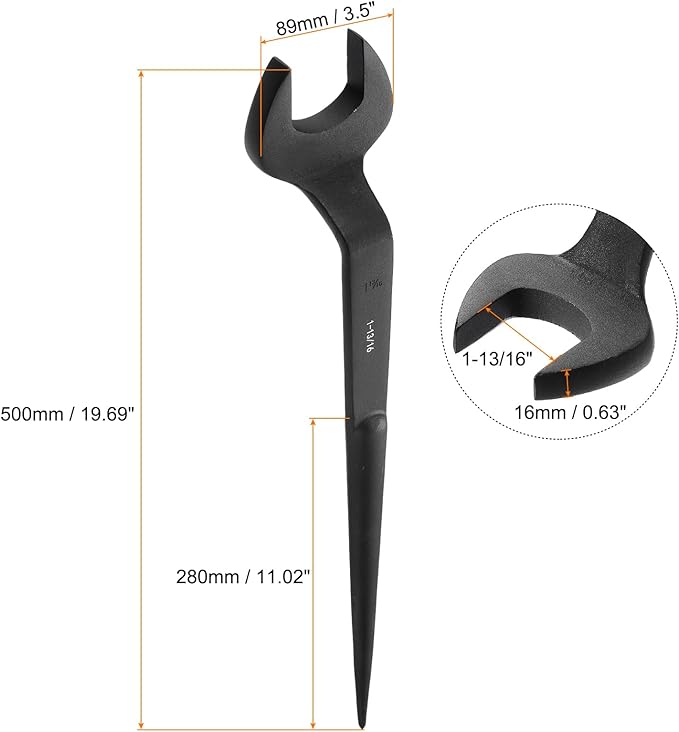 HARFINGTON Single Open End Spanner Wrench 1-13/16-inch 15 Degree Angle Single Open End SAE Construction Spanner Wrenches with 60째Offset Handle for Automotive Mechanical Maintenance