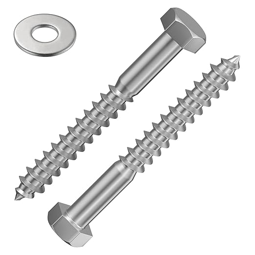 Lag Screws Wood Screws (22PCS, 1/2"x2", Silver) Hex Head Lag Bolts,(12x50) Heavy Duty Lag Screws,304 Stainless Steel Bolts 18-8