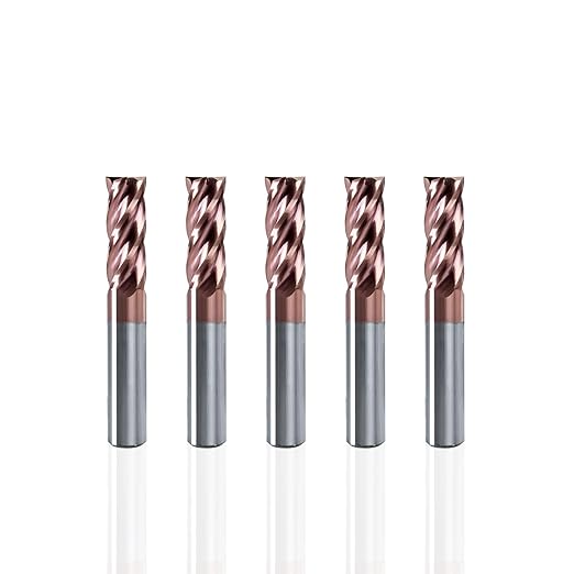 NZ 4 Flute 3/8" Square End Mill Set with TiSiN Coating, Milling Cutter HRC55 for Machining Hardened Steel, Stainless Steel, Titanium Alloy, Alloy Steel, Cast Iron