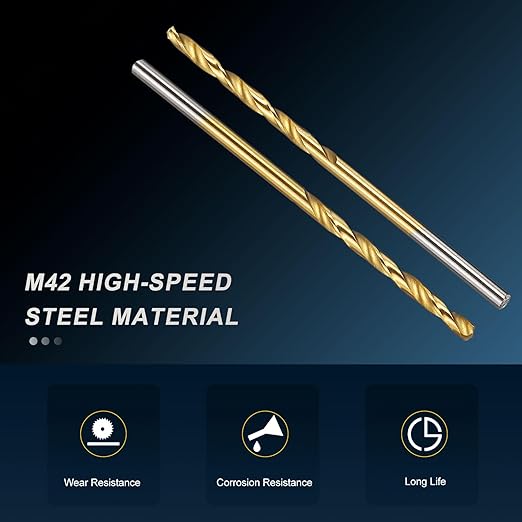 PATIKIL 2mm Drill Bit, M42 8% Cobalt High-Speed Steel Jobber Straight Shank 135° Titanium Nitride (TiN) Coated for Hard Metal Stainless Steel - 3 Pack