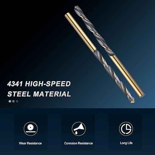 PATIKIL 5mm Drill Bit, Jobber Straight Shank 4341 High-Speed Steel 118째 Black and Gold Finish for Medium-Hard Metal Steel Acrylic - 2 Pack