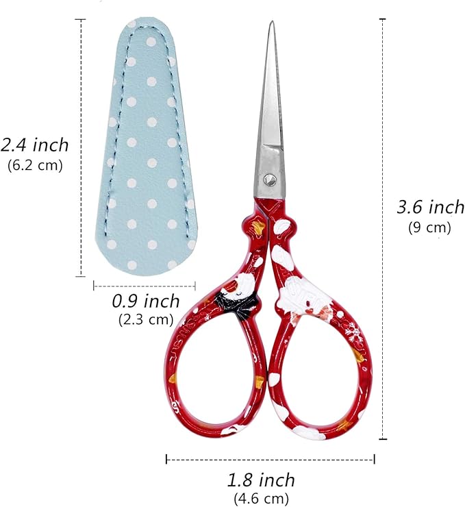 Craft Scissors 3.6 Inch Small Scissors with Leather Cover Sharp Pointed Tip Scissor Stainless Steel Precision Detail Scissor for Crafting Sewing Office Home