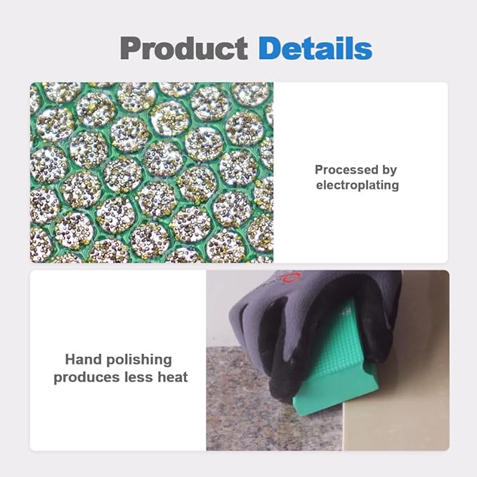 HIGHDRIL Diamond Hand Polishing Pad - 2pcs Grit 600 Diamond Electroplated Hand Sanding Pads Polishing Blocks for Granite, Marble, Glass, Concrete