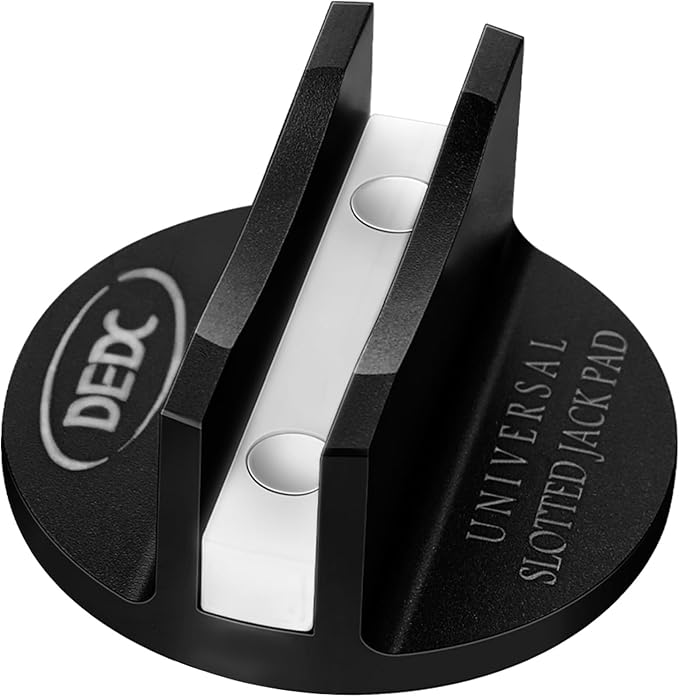 DEDC Universal Aluminum Grooved Magnetic Jack Pad Black 1 Pc, Jacking Puck Pinch Weld Frame Rail Adapter, Jack Accessories for Mechanics