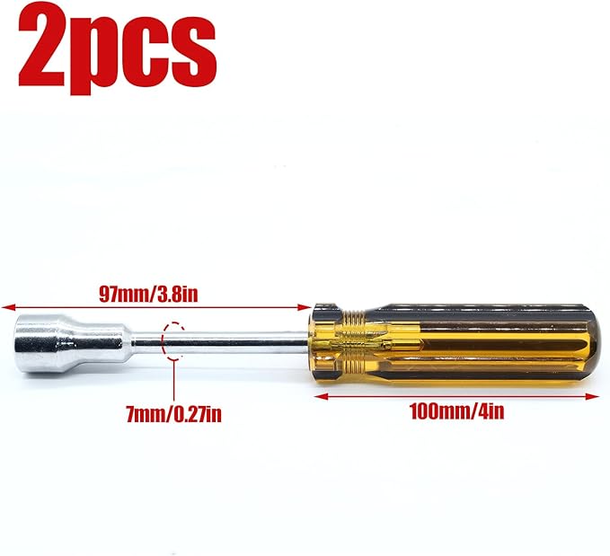 2Pcs 13mm Socket Wrench Screwdriver, Hexagon Nut Driver with Steel Cushion Grip for Easy Hand-Making and Repair Projects