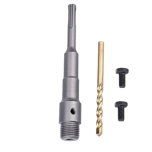 200mm SDS Plus Shank Connecting Rod with a Pilot Drill Bit and 2 Screws for Concrete Cement Hole Saw (SDS Plus Rod: 200mm)