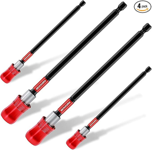 4PC 6” Impact Screwdriver Bit Holders, Magnetic Extension Quick-Change Socket Drill Bit Holder Cr-V SteelHex Shank Quick Release Drill Bit Guide