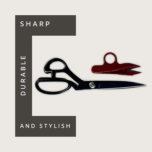 Professional Fabric Scissors 9'' & Small Scissors |2 Pcs Heavy Duty Sewing Scissor with High Carbon Steel Blade for Tailoring Crafts Industrial Strength Use