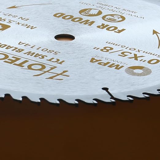 Hoteche 10-Inch Circular Saw Blade for Wood 60-Tooth Tungsten Carbide-Tipped Blade High-Performance Professioal Saw Blade for Miter Saw and Table Saws, Hole Size 5/8-inch