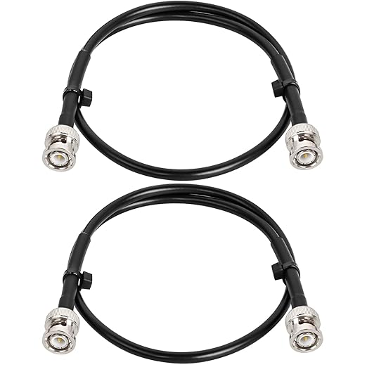 BNC Cable - 2FT 2PCS RG58 50 ohm Male to Male Coax Cables Low Loss BNC Extension Coaxial Cable with for Antennas, RF Radios, Modems, Oscilloscopes, Spectrum, etc (Black)