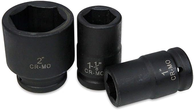 Stark USA 9-Pieces 1" Drive Deep Impact Socket Set 6-Point (1-Inch - 2-Inch) Heavy Duty CR-MO, Truck Tire Service, Mechanical Equipment Maintance Set SAE Carrying Case