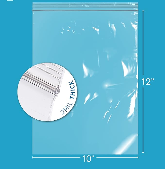 GPI - 10" x 12" 1 Gallon Zip Bags, 200 Count, 2 Mil, Clear Plastic Reclosable Poly Baggies, with Resealable Zip Top Lock. for A4 Letter Size Paper, Apparel, Clothing, Food, Home & Office Supplies.